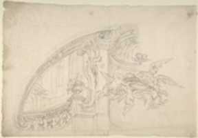 Free download Sketch for the Rear Arched Area of a Chapel, with an Angel and Three Putti Holding Up a Plate with the Head of the Baptist free photo or picture to be edited with GIMP online image editor
