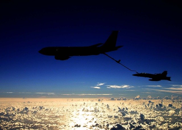 Free download sky clouds kc 135 f a 18c jets free picture to be edited with GIMP free online image editor