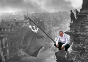 Free download Slav squatting near a flag free photo or picture to be edited with GIMP online image editor