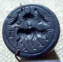Free download Stamp seal: bull, bucranium, and birds free photo or picture to be edited with GIMP online image editor