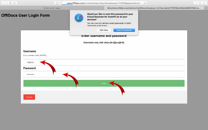 Accesso all'autenticazione OffiDocs per la modifica di documenti in linea PDF Word Excel PPT Music Video Audio