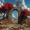 Stone Archway Leading Through Autumn Woods  screen for extension Chrome web store in OffiDocs Chromium