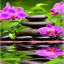 Stone background and purple orchids  screen for extension Chrome web store in OffiDocs Chromium