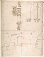 Free download St. Peters, cornice and architrave, profile; key, elevation; triglyph and guttae, elevation and section (recto) blank (verso) free photo or picture to be edited with GIMP online image editor