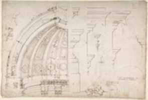 Free download St. Peters, dome and drum, interior section and elevation, and labeled details (recto) St. Peters, moulding profiles, details  (verso) free photo or picture to be edited with GIMP online image editor