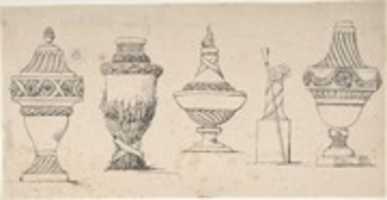 Free download Studies for four urns with a walking stick and hat free photo or picture to be edited with GIMP online image editor