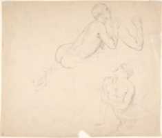 Free download Studies of a Boy Playing the Flute; verso: Studies of Seated Man free photo or picture to be edited with GIMP online image editor