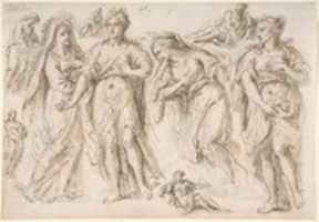Free download Studies of draped female and male figures; verso: Studies of draped female figures free photo or picture to be edited with GIMP online image editor