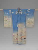 Scarica gratuitamente la foto o l'immagine gratuita di Summer Kimono with Carp, Water Lilies e Morning Glories da modificare con l'editor di immagini online GIMP
