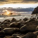 Sunrise and the rocks  screen for extension Chrome web store in OffiDocs Chromium