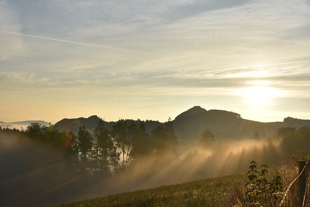 Free graphic sunrise fog haze foggy landscape to be edited by GIMP free image editor by OffiDocs
