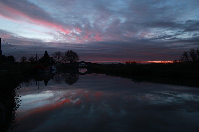 Kostenloser Download Sonnenuntergang Canal du Midi Frankreich Kostenloses Bild, das mit dem kostenlosen Online-Bildeditor GIMP bearbeitet werden kann