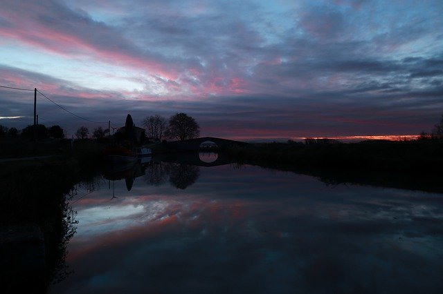 Kostenloser Download Sonnenuntergang Canal du Midi Frankreich Natur Kostenloses Bild, das mit dem kostenlosen Online-Bildeditor GIMP bearbeitet werden kann
