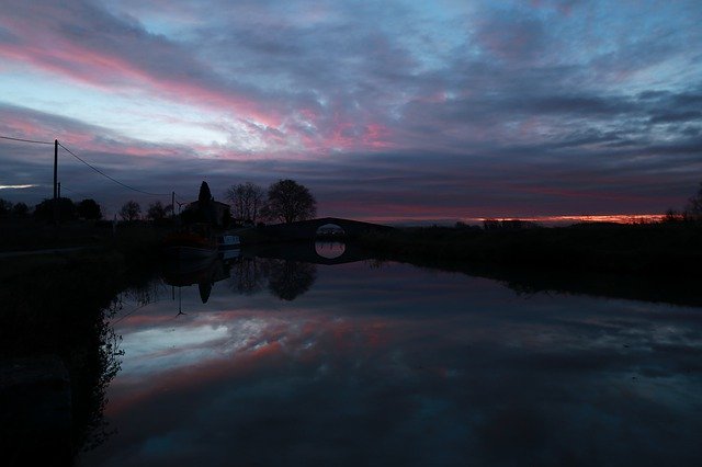 Free download sunset canal du midi france nature free picture to be edited with GIMP free online image editor