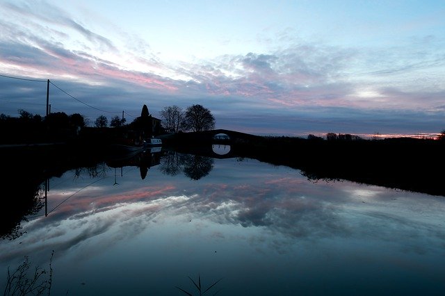 Descargue gratis la imagen gratuita del puente de la naturaleza del canal du midi de la puesta del sol para editar con el editor de imágenes en línea gratuito GIMP