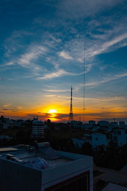 Free download sunset city buildings tower urban free picture to be edited with GIMP free online image editor