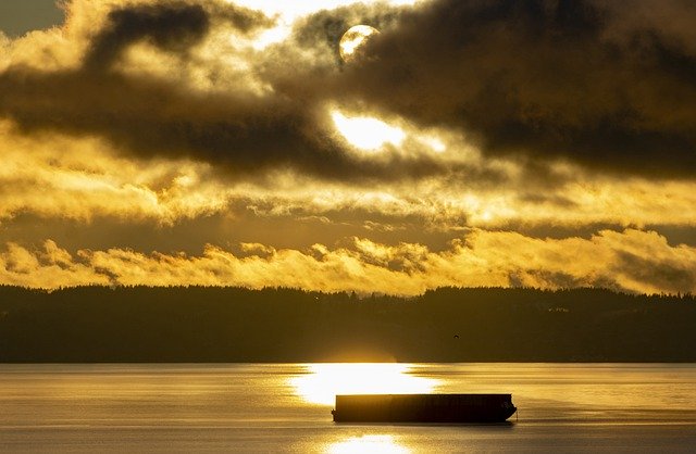 Free download sunset clouds sea bay reflection free picture to be edited with GIMP free online image editor