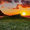 Sunset of red sea and mountains  screen for extension Chrome web store in OffiDocs Chromium