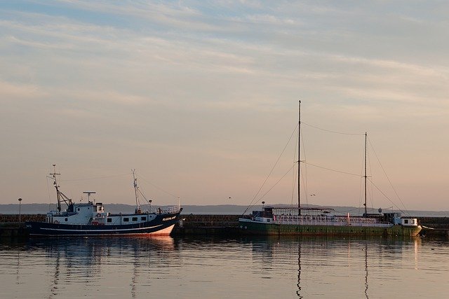 Free download sunset port mole baltic sea cutter free picture to be edited with GIMP free online image editor