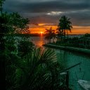 Sunset scene on blue lake  screen for extension Chrome web store in OffiDocs Chromium