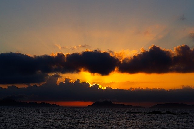 김프 무료 온라인 이미지 편집기로 편집할 무료 다운로드 일몰 바다 구름 적운 에너지 무료 사진
