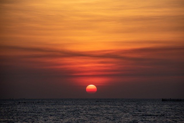 Free download sunset sea ocean sky nature dusk free picture to be edited with GIMP free online image editor
