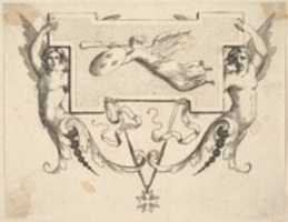 Free download Tail-piece: Two Winged Women Hold a Cartel Decorated by Fame free photo or picture to be edited with GIMP online image editor