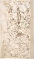 Free download Term with Shell and Dragons (recto); Grotesque with Standing Nymph Over Cartouche with Reclining Nymph (verso) free photo or picture to be edited with GIMP online image editor