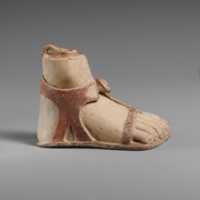 Free download Terracotta aryballos (perfume vase) in the form of a sandaled right foot free photo or picture to be edited with GIMP online image editor