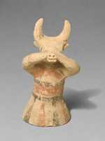 Free download Terracotta figure wearing a bull mask free photo or picture to be edited with GIMP online image editor