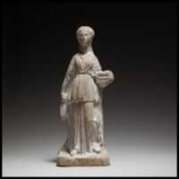 Free download Terracotta figuring of a standing female votary holding a box free photo or picture to be edited with GIMP online image editor