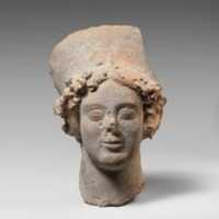 Free download Terracotta head of a woman wearing a high headdress free photo or picture to be edited with GIMP online image editor