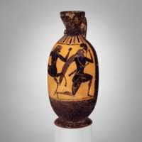 Free download Terracotta lekythos (oil flask) with centaur battling a warrior free photo or picture to be edited with GIMP online image editor