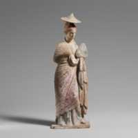 Free download Terracotta statuette of a draped, standing woman free photo or picture to be edited with GIMP online image editor