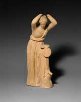 Free download Terracotta statuette of a woman looking into a box mirror free photo or picture to be edited with GIMP online image editor