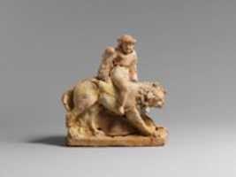 Free download Terracotta statuette of Eros on a lion free photo or picture to be edited with GIMP online image editor