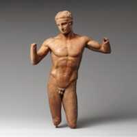Free download Terracotta statuette of the Diadoumenos (youth tying a fillet around his head) free photo or picture to be edited with GIMP online image editor