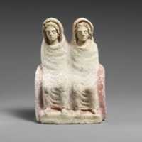 Free download Terracotta votive statuette of two draped females free photo or picture to be edited with GIMP online image editor