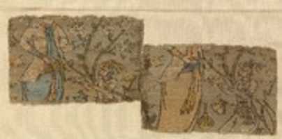 Free download Textile Fragment Depicting Figures in a Landscape free photo or picture to be edited with GIMP online image editor