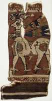 Free download Textile fragment: walking ram with a neckband and fluttering ribbons free photo or picture to be edited with GIMP online image editor