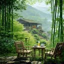 Thatched house in bamboo forest Wallpaper  screen for extension Chrome web store in OffiDocs Chromium