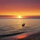 The boat floats on the sea at sunset  screen for extension Chrome web store in OffiDocs Chromium