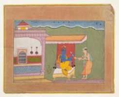 Free download The Brahmin Delivers Rukminis Letter to Krishna: Page from a Dispersed Bhagavata Purana (Ancient Stories of Lord Vishnu) free photo or picture to be edited with GIMP online image editor