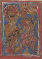 Free download The Courtesan Kosa with the Kings Charioteer: Folio from a Kalpasutra Manuscript free photo or picture to be edited with GIMP online image editor