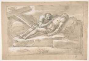 Free download The Dead Christ Mourned by the Magdalen Who Venerates His Side Wound. free photo or picture to be edited with GIMP online image editor