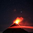 The erupting volcano under a starry sky  screen for extension Chrome web store in OffiDocs Chromium