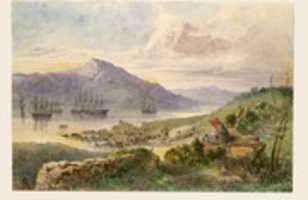 Free download The heights over Foilhommerum Bay, Valencia, the William Corey heading seawards, laying the shore end of the Atlantic Telegraph Cable, July 7th, 1866 free photo or picture to be edited with GIMP online image editor