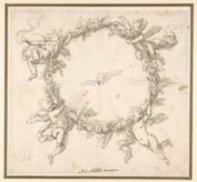 Free download The Holy Spirit Surrounded by a Wreath of Flowers Held up by Infant Angels free photo or picture to be edited with GIMP online image editor