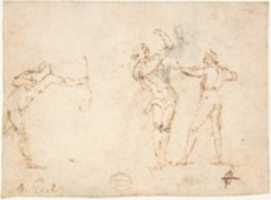 Free download The Martyrdom of Saint Sebastian (recto); Bearded Old Man Blessing Seen in Half-length (verso) free photo or picture to be edited with GIMP online image editor