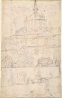 Free download The Mocking of Christ (recto); Exterior View of a Church (verso) free photo or picture to be edited with GIMP online image editor